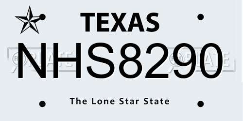 NHS8290 Texas License Plate