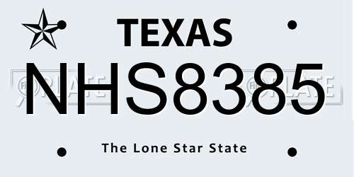NHS8385 Texas License Plate