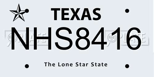 NHS8416 Texas License Plate