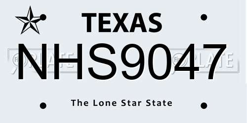 NHS9047 Texas License Plate