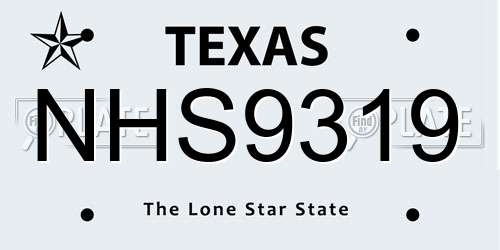 NHS9319 Texas License Plate