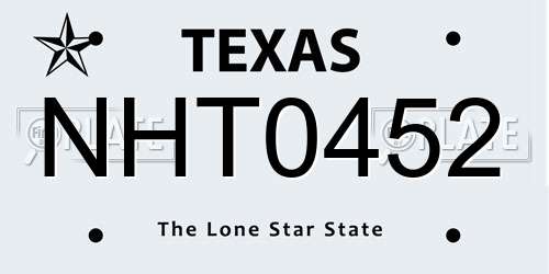 NHT0452 Texas License Plate
