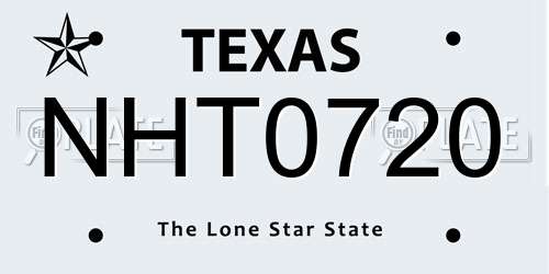 NHT0720 Texas License Plate