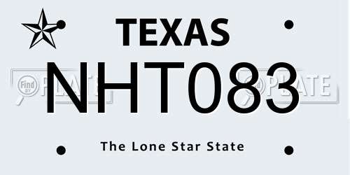 NHT083 Texas License Plate