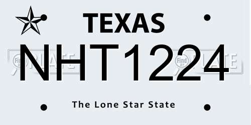 NHT1224 Texas License Plate