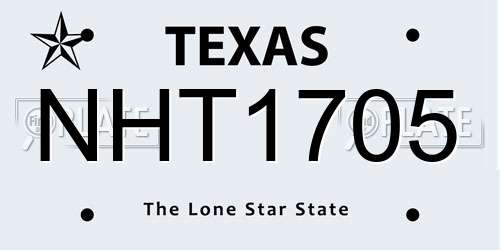 NHT1705 Texas License Plate