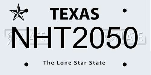 NHT2050 Texas License Plate