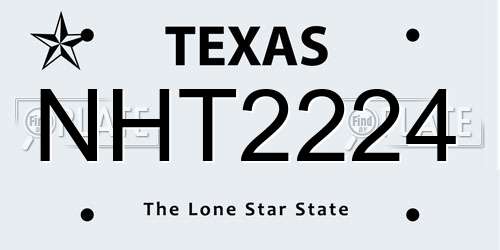 NHT2224 Texas License Plate