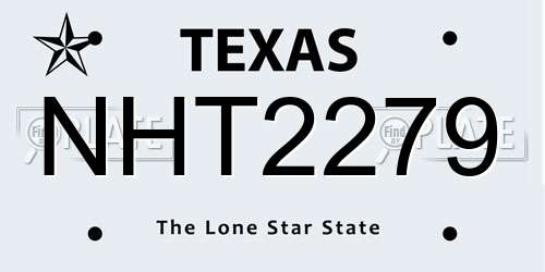 NHT2279 Texas License Plate