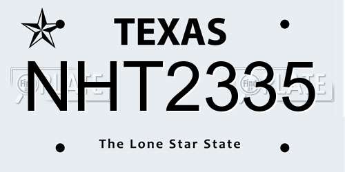 NHT2335 Texas License Plate