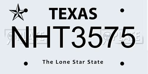 NHT3575 Texas License Plate