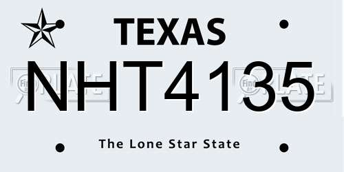 NHT4135 Texas License Plate