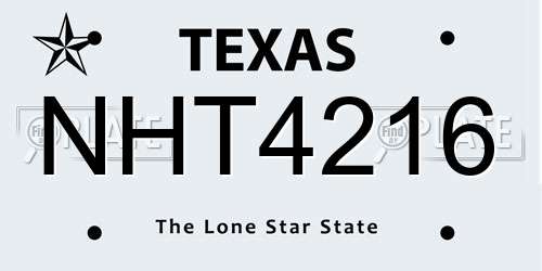 NHT4216 Texas License Plate
