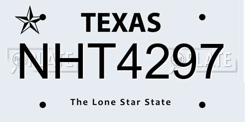 NHT4297 Texas License Plate