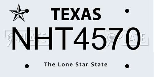 NHT4570 Texas License Plate