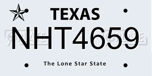 NHT4659 Texas License Plate