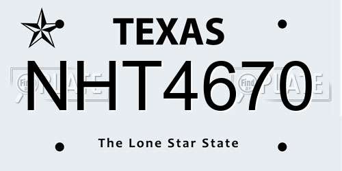 NHT4670 Texas License Plate