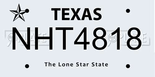 NHT4818 Texas License Plate