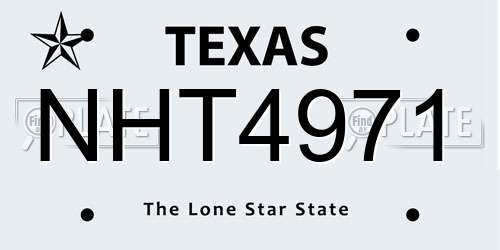 NHT4971 Texas License Plate