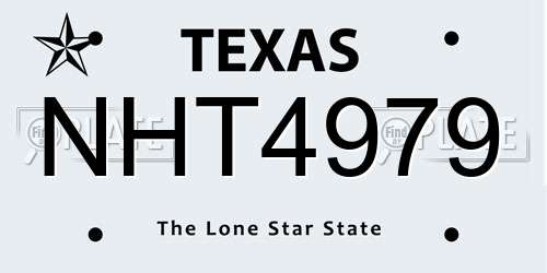 NHT4979 Texas License Plate