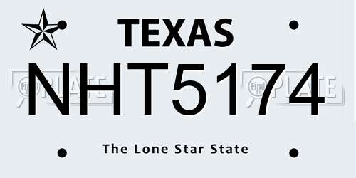 NHT5174 Texas License Plate