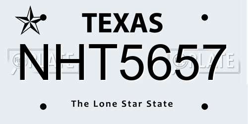 NHT5657 Texas License Plate