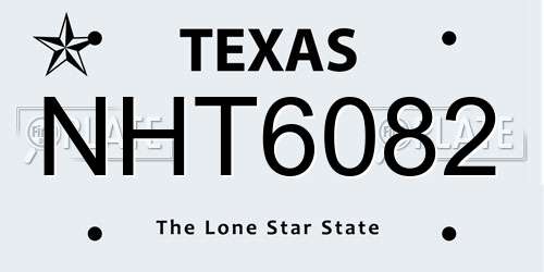 NHT6082 Texas License Plate
