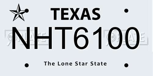 NHT6100 Texas License Plate