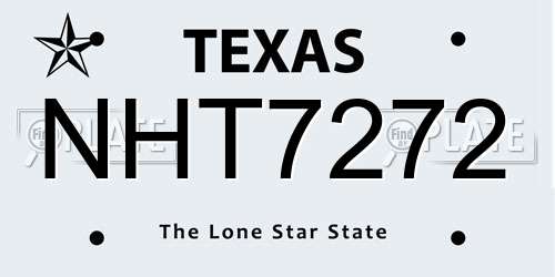 NHT7272 Texas License Plate