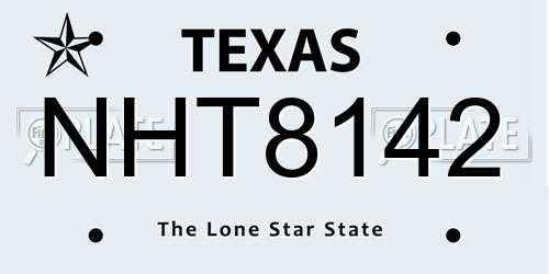 NHT8142 Texas License Plate