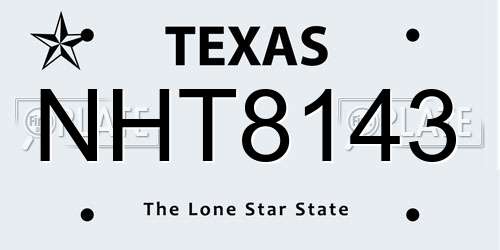 NHT8143 Texas License Plate