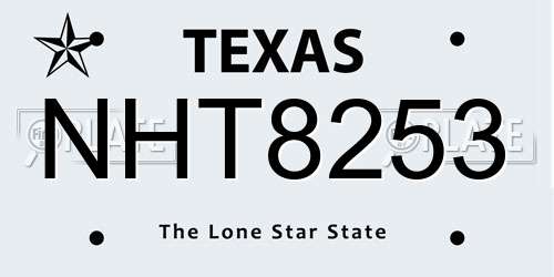 NHT8253 Texas License Plate
