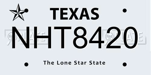 NHT8420 Texas License Plate