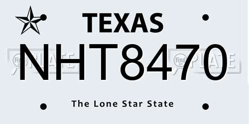 NHT8470 Texas License Plate