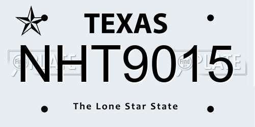 NHT9015 Texas License Plate