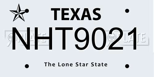 NHT9021 Texas License Plate