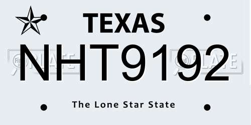 NHT9192 Texas License Plate
