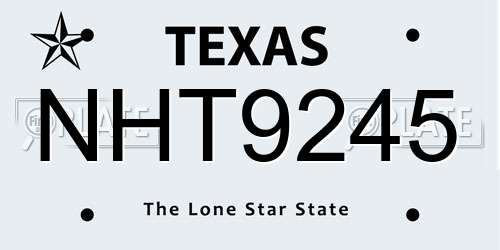 NHT9245 Texas License Plate
