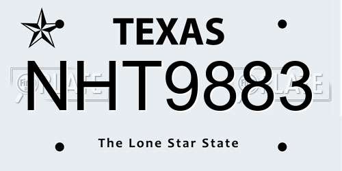 NHT9883 Texas License Plate
