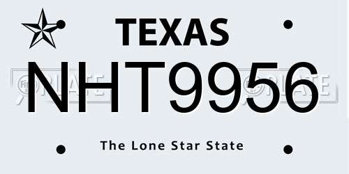 NHT9956 Texas License Plate