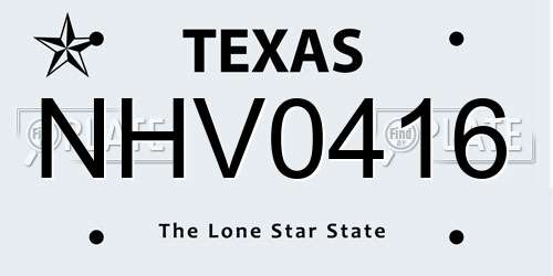 NHV0416 Texas License Plate
