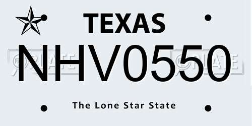 NHV0550 Texas License Plate