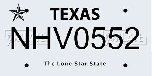 NHV0552 Texas License Plate