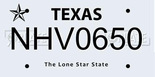 NHV0650 Texas License Plate