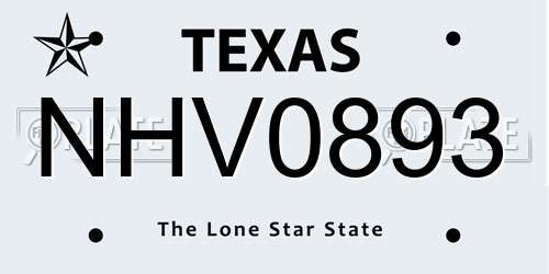 NHV0893 Texas License Plate