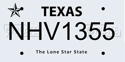 NHV1355 Texas License Plate