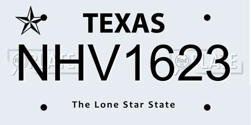NHV1623 Texas License Plate