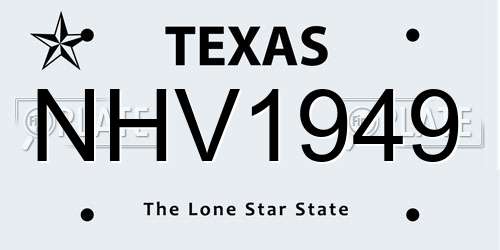NHV1949 Texas License Plate