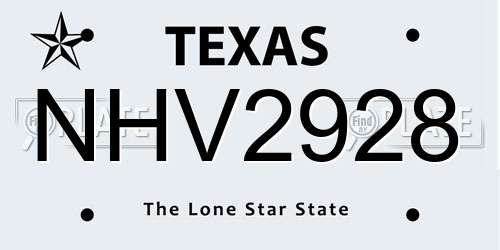 NHV2928 Texas License Plate