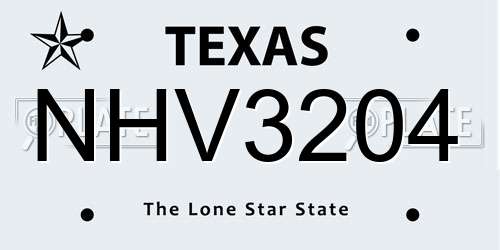 NHV3204 Texas License Plate